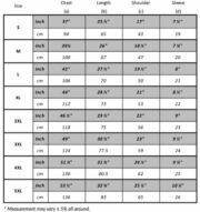 Size Chart 01OA1